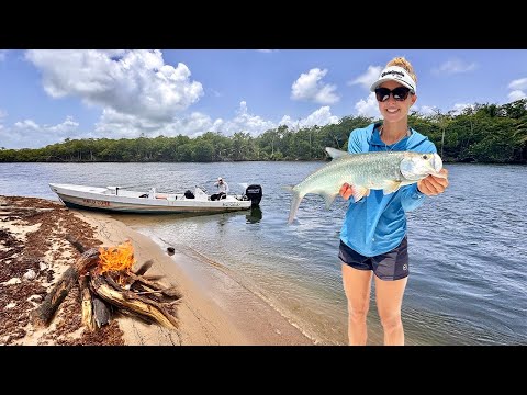 Inshore Tarpon Snook Fishing in Belize Catch Cook Fire on