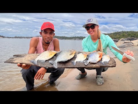 Cooking on an Abandoned River Bank Piranhas from the Wild