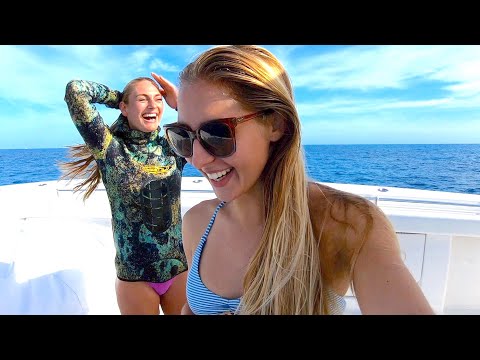 Girlfriend and I Spearing Fish in Bahamas with Pole Spear