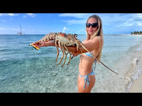GIANT Lobster Bahamian Style Catch Clean Cook