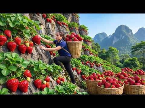Harvesting Giant Strawberries Thousands Of Strawberries