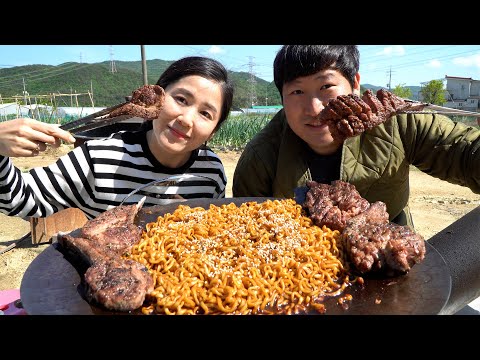 친구의 누나가 유튜버가 됐다 양갈비 불닭짜파게티 Lamb Spicy noodles with friend s