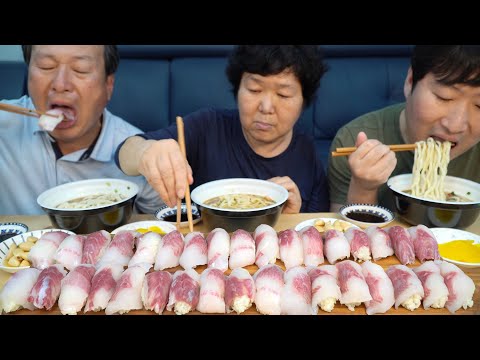 밀치 초밥 바로 잡아 싱싱한 회로 직접 만든 초밥 먹방 Mullet Chobap 요리 먹방 Mukbang
