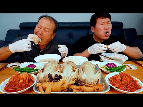 초복에는 더위 날리는 삼계탕 가마솥에 푹 끓인 뜨끈한 삼계탕 Samgyetang Ginseng