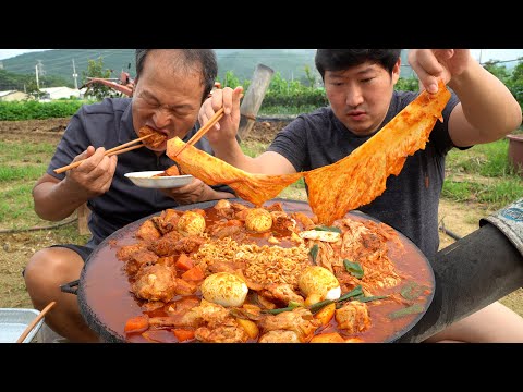 매콤한 닭볶음탕에 묵은지 넣어 만든 묵은지 닭볶음탕 Braised Spicy Chicken and ripe