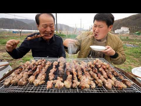 오리의 색다른 맛 숯불에 직화로 구워 먹는 오리 꼬치구이 Charcoal grilled Duck meat