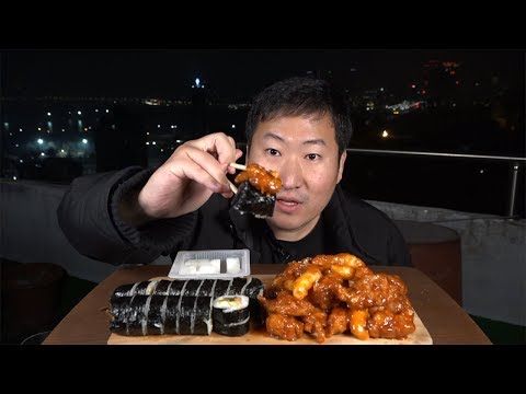 치밥 이 아니라 치김밥 처갓집양념통닭과 김밥 먹방 Mukbang eating show