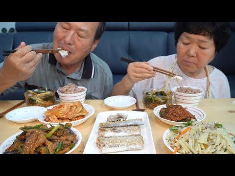 맛있는 집밥 한상 갈치구이 가지무침 감자채볶음에 오이냉국 까지 요리 먹방 Mukbang eating show