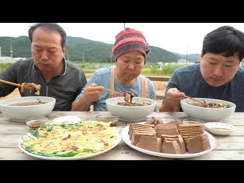 도토리 묵이 만들어지는 전 과정 도토리묵 파전 Acorn jelly Green onion pancake