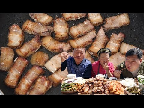 후라이팬에 구워도 불맛이 난다 짚불삼겹살 Straw fire Samgyeopsal 요리 먹방 Mukbang