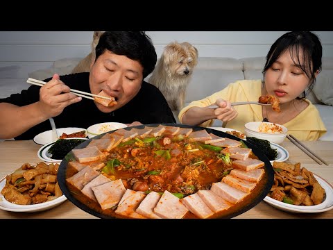 여자친구가 요리해준 햄 가득 고기 가득 송탄부대찌개 Budae jjigae without soup 요리