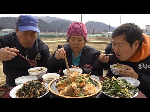 다양한 요리와 푸짐한 먹방 장치탕 전복밥 모자반무침 동초겉절이 요리 먹방 Mukbang eating show