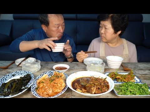 한 그릇 더 양미리조림 꽈리고추무침 미나리무침 집밥 한 상 요리 먹방 Mukbang eating show