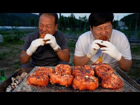 돌아온 월클이 아버지와 숯불에 직화로 구운 우족구이 먹방 Charcoal grilled OX foot 요리