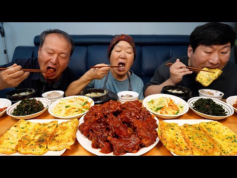 매운 돼지갈비찜에 청국장 두부전 모자반무침에 감자볶음 밥도둑 집밥 한 상 먹방 Korean homemade