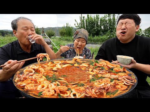 이달의 수산물 특집 통통하고 부드러운 한치와 새우 가득 넣은 한곱새 Stir fried squid