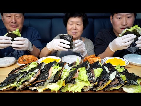 간편하게 접어 먹는 김밥 사각 김밥 초간단 김밥 Folded Square Gimbap 요리 먹방