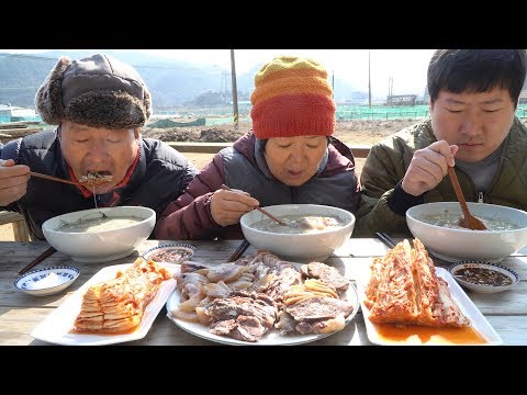 가마솥에 하루 종일 끓인 뜨끈한 소머리 국밥 Ox head soup 요리 먹방 Mukbang eating