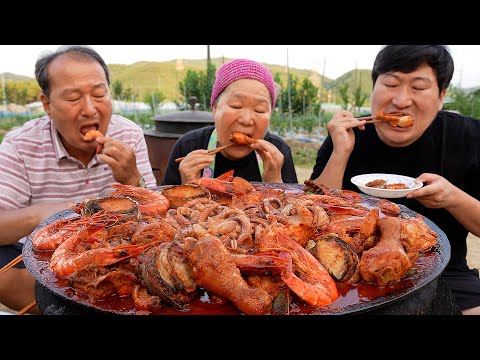 해물 닭볶음탕 낙지와 새우 전복까지 넣은 해물 닭볶음탕 먹방 Braised chicken with
