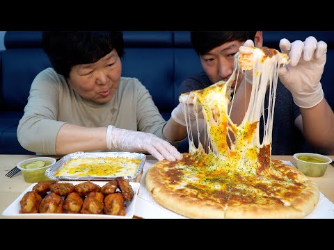 쉬림프 피자 어머니의 최애 음식 치즈 가득 피자 먹방 Mom s favorite food Pizza