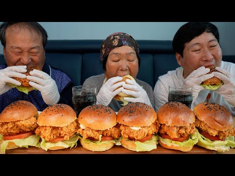 직접 만든 통통한 치킨 패티 넣은 수제치킨버거 Homemade Chicken burger 요리 먹방