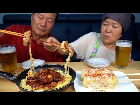 마약옥수수 콘치즈닭갈비 마당에서 재배한 옥수수로 만든 마약 옥수수와 콘치즈닭갈비 Corn foods 요리