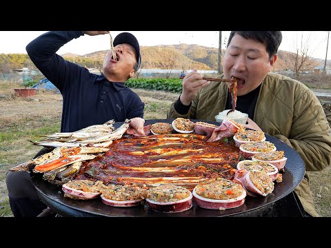 배우 하재숙님이 보내주신 제철 양미리와 속이 꽉 찬 오징어순대 먹방 Squid Sundae Sandfish