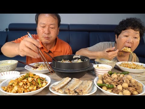 밥 3그릇 뚝딱하게 만드는 콩나물밥과 각종 반찬 요리 먹방 Mukbang eating show