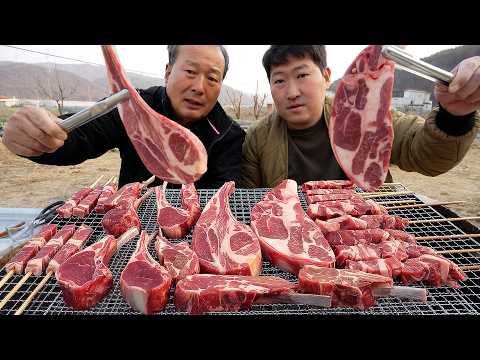 입에서 살살 녹는 역대급 양꼬치와 양마호크 숯불 직화구이로 소주까지 Charcoal grilled lamb