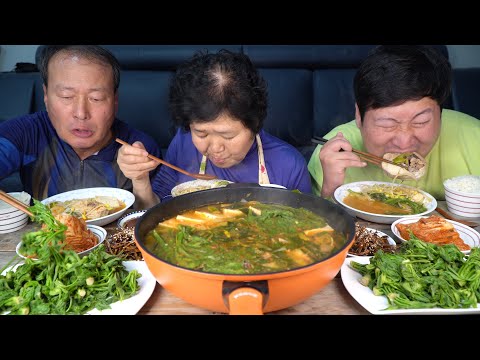 제철 봄나물 엉개순과 얼큰한 동태찌개 Pollack Stew spring greens 요리 먹방