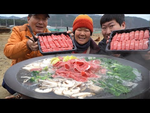 담백한 국물에 소고기 살짝 익혀 먹는 샤브샤브 보너스 죽까지 Shabu shabu 요리 먹방 Mukbang