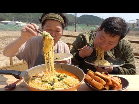 아삭아삭한 총각김치와 김치라면 Kimchi ramen 요리 먹방 Mukbang eating show