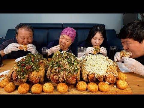 소스 듬뿍듬뿍 올린 파닭 고추통닭 마늘통닭 3종 통닭 먹방 3 Kinds of Fried chicken