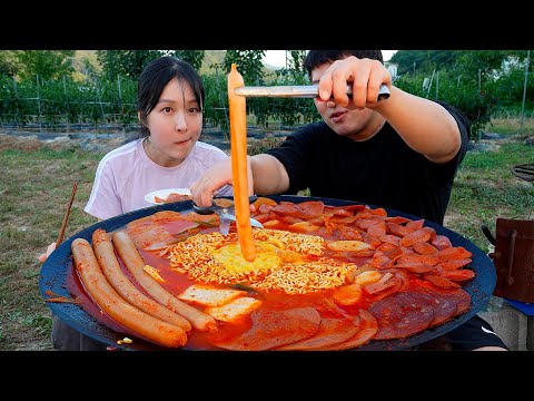 길이에 놀라고 맛에 한 번 더 놀라는 롱쓰부대찌개 먹방 Budae jjigae Sausage stew 요리