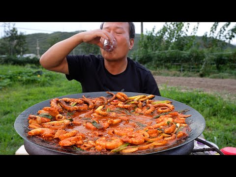 솥뚜껑 낙곱새에 시원하게 혼술 한 잔 Nak Gop Sae Soju 요리 먹방 Mukbang eating