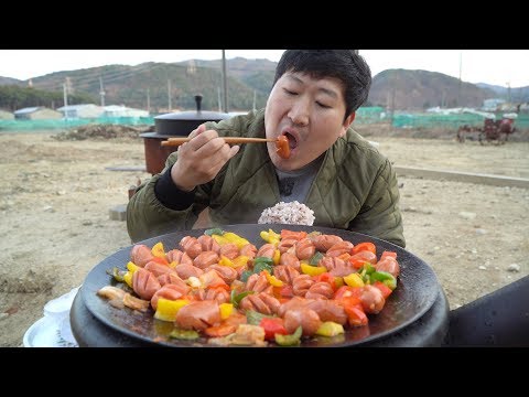 밥도둑 소세지 야채볶음 Stir fried sausage with vegetables 직접 만든 흥삼 요리