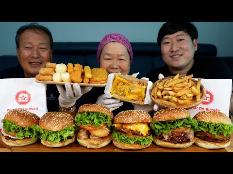 왓더버거 흥삼이가 직접 만든 두툼한 수제버거 먹방 Thick Handmade Burger 요리 먹방