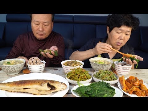 직접 기른 호박잎 따서 생선구이와 한쌈 호박잎쌈 임연수구이 요리 먹방 Mukbang eating show