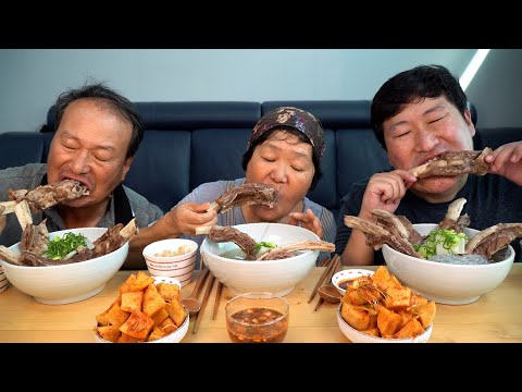 팔뚝만한 골프채소갈비 가득 넣은 골프채갈비탕 GALBITANG Korean beef ribs soup 요리