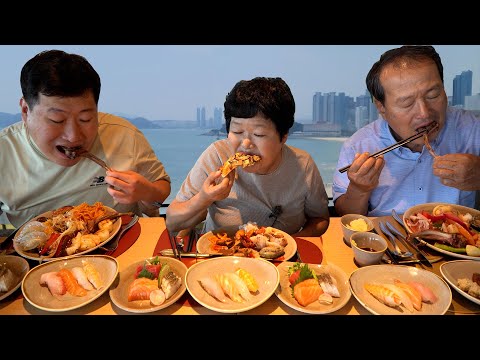 어머니의 생신을 맞아 부산 시그니엘 호텔 뷔페에서 먹방 Signiel Hotel Buffet for