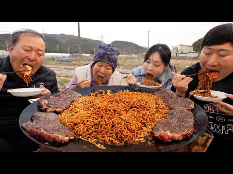 처음 맛보는 채끝 짜파구리의 맛은 Chapaguri Ram don Beef strip loin 요리 먹방