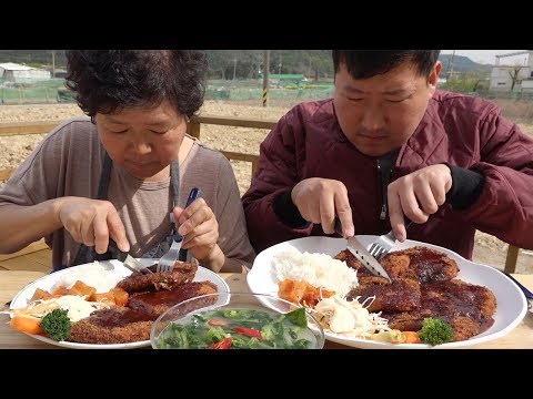 바삭바삭하게 2번 튀긴 돈까스 Pork cutlet 요리 먹방 Mukbang eating show