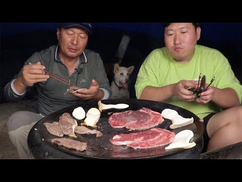 아버지와 함께하는 소고기 등심구이 Grilled Beef sirloin 요리 먹방 Mukbang