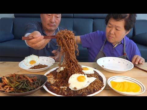 부모님의 짜파게티 Chapagetti 요리 먹방 Mukbang eating show