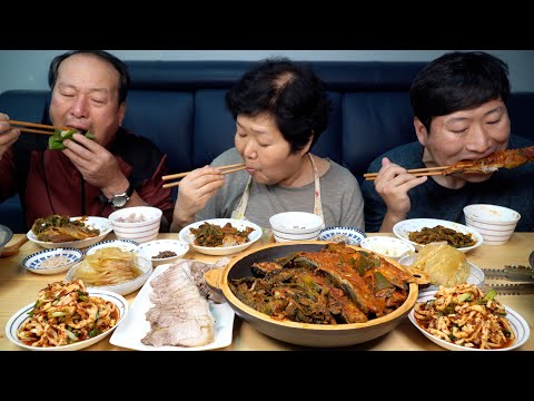 직접 기른 무로 만든 무말랭이 무침 시래기 고등어찜 수육까지 집밥 먹방 Korean dishes using