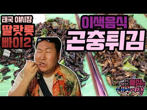 의외로 맛있다 태국 이색음식 먹방 곤충튀김 딸랏롯빠이2 야시장 먹방 18 3 11 Mukbang