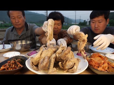 초복을 맞아 옻으로 삶은 삼계탕 Chicken Soup with Sumac 요리 먹방 Mukbang