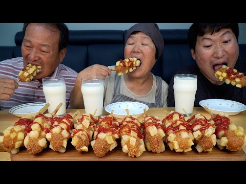 직접 키운 감자 캐서 만든 감자 핫도그 Potato Corn Dog 요리 먹방 Mukbang eating