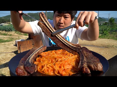 특대 사이즈 우대갈비와 어머니가 해주신 파스타 먹방 Big size Beef ribs Pasta 요리 먹방
