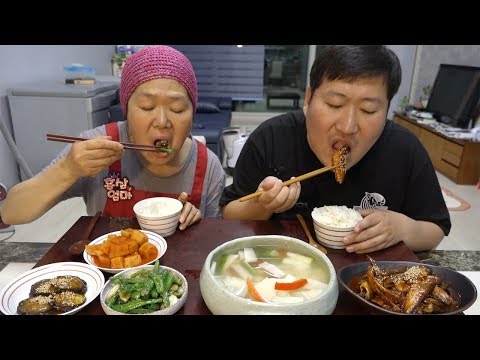 어머니와 함께 물김치 전복장조림 꽈리고추볶음 도루묵조림 요리 먹방 Mukbang eating show